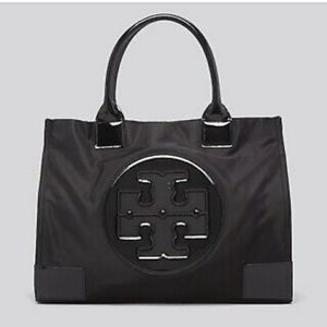 New Tory Burch Ella's Black Patient Nylon Tote Large
